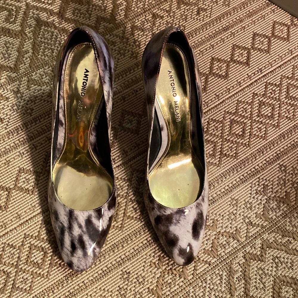 Antonio Melani Patent Leather Animal Print Heels Size 9M